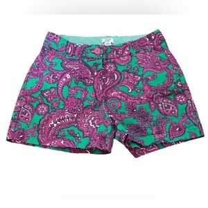 Crown & Ivy Women’s Pink & Green Paisley Caroline Chino Shorts Sz 6 4.5” Inseam